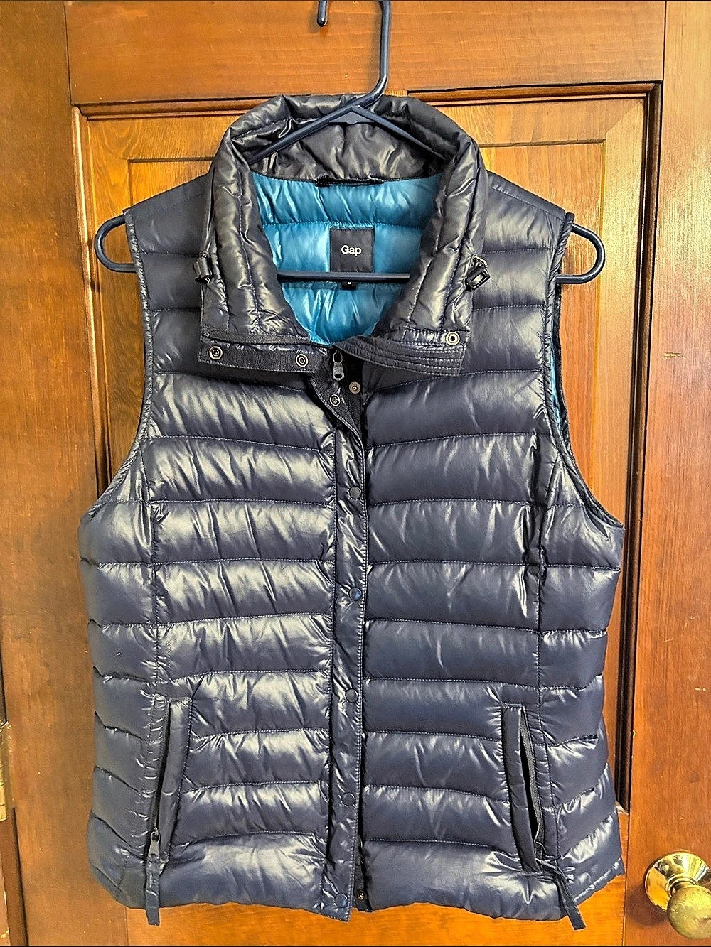 Gap Quilted Puffer Vest Black & Blue Size Medium